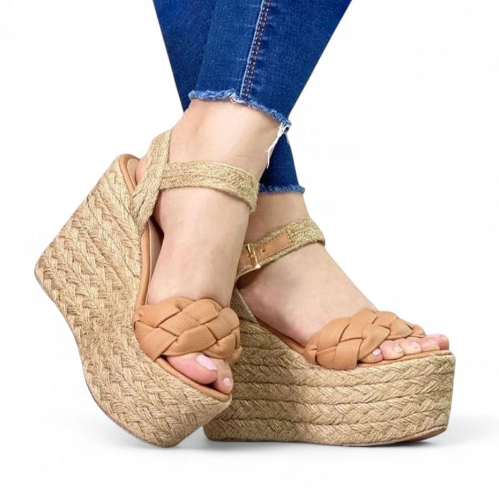 SANDALIA MUJER TRENSA PLATAFORMA 15 YUTE 2086-55 COLOR CAMELLO - 2