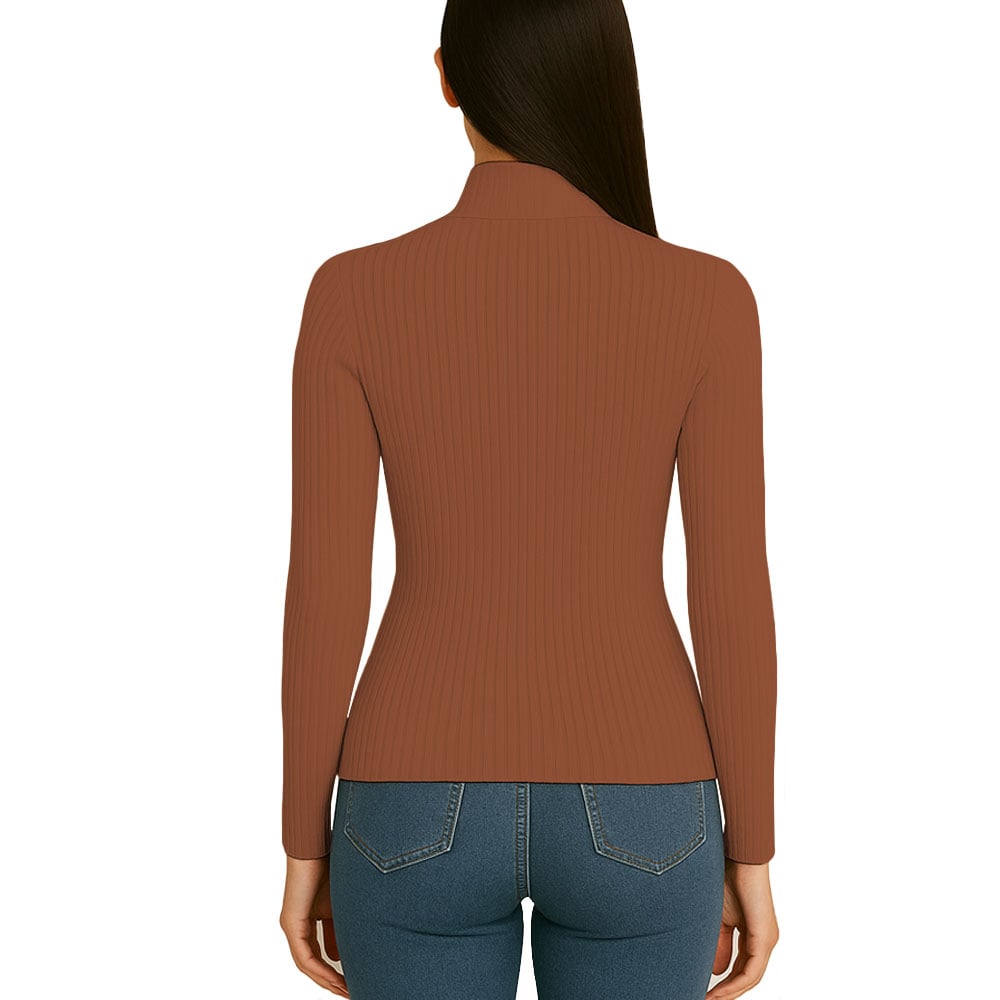 POLO MUJER CAFARENA MANGA LARGA RIB GRUESO TIC-13 COLOR CARAMELO - 2