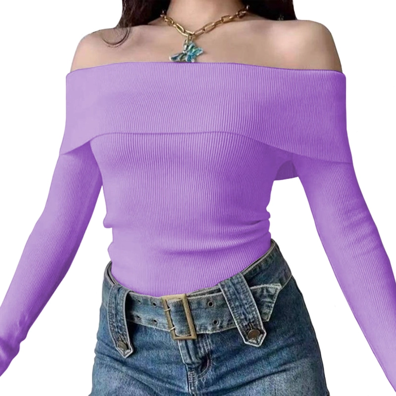 POLO MUJER RUMBERA MANGA LARGA RIB GRUESO NEW 710-16 COLOR LILA - 2