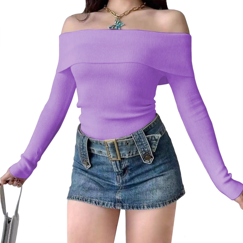 POLO MUJER RUMBERA MANGA LARGA RIB GRUESO NEW 710-16 COLOR LILA - 3
