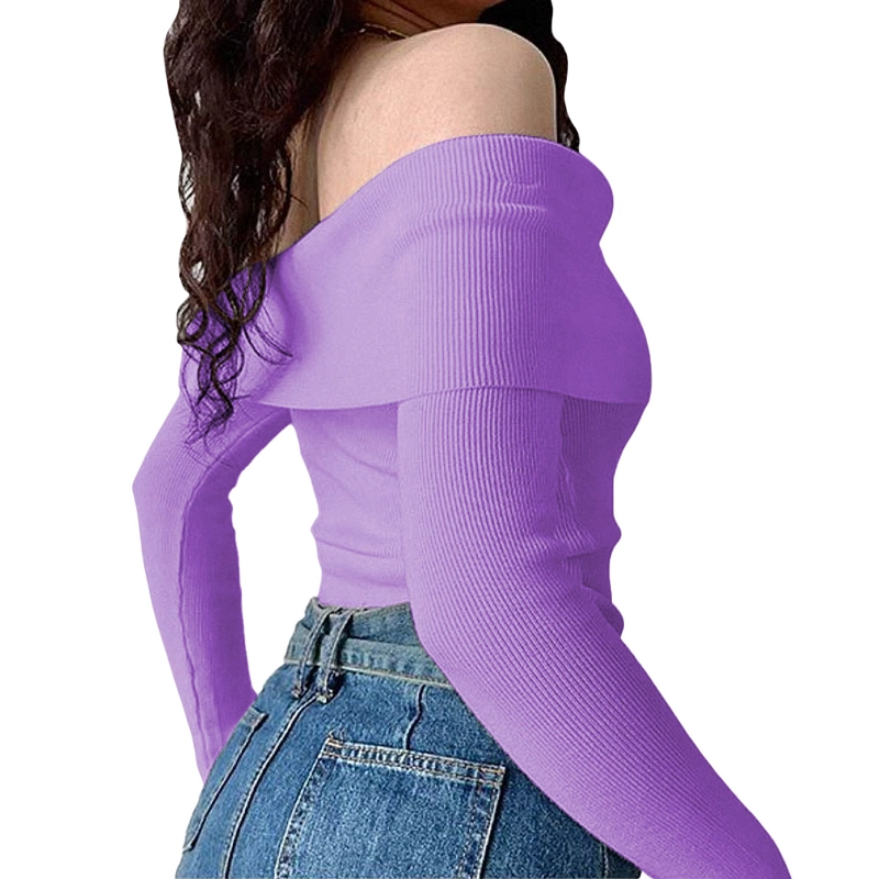 POLO MUJER RUMBERA MANGA LARGA RIB GRUESO NEW 710-16 COLOR LILA - 4