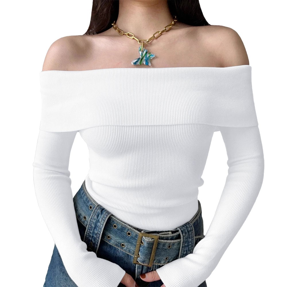 POLO MUJER RUMBERA MANGA LARGA RIB GRUESO NEW 710-16 COLOR BLANCO - 1
