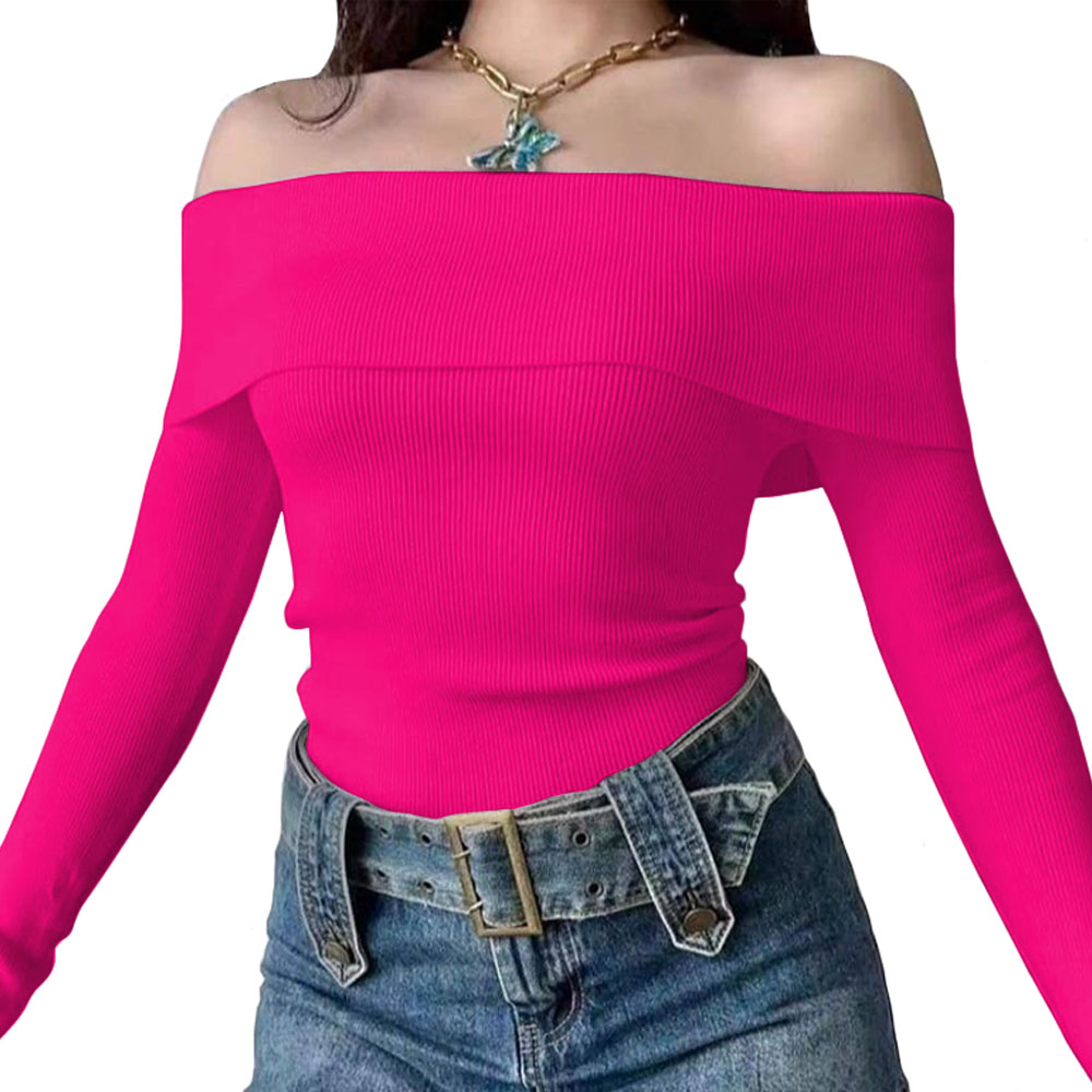 POLO MUJER RUMBERA MANGA LARGA RIB GRUESO NEW 710-16 COLOR FUCSIA - 2