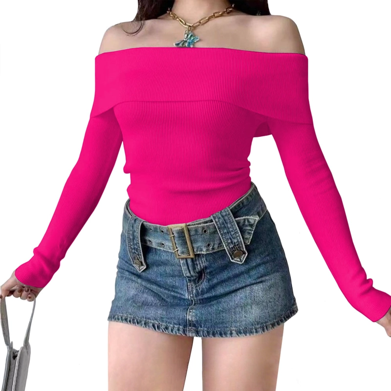 POLO MUJER RUMBERA MANGA LARGA RIB GRUESO NEW 710-16 COLOR FUCSIA - 3
