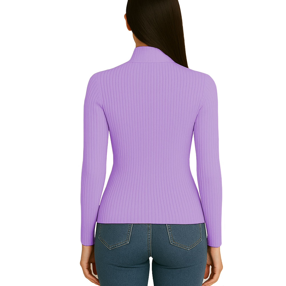 POLO MUJER CAFARENA MANGA LARGA RIB GRUESO TIC-13 COLOR LILA - 3