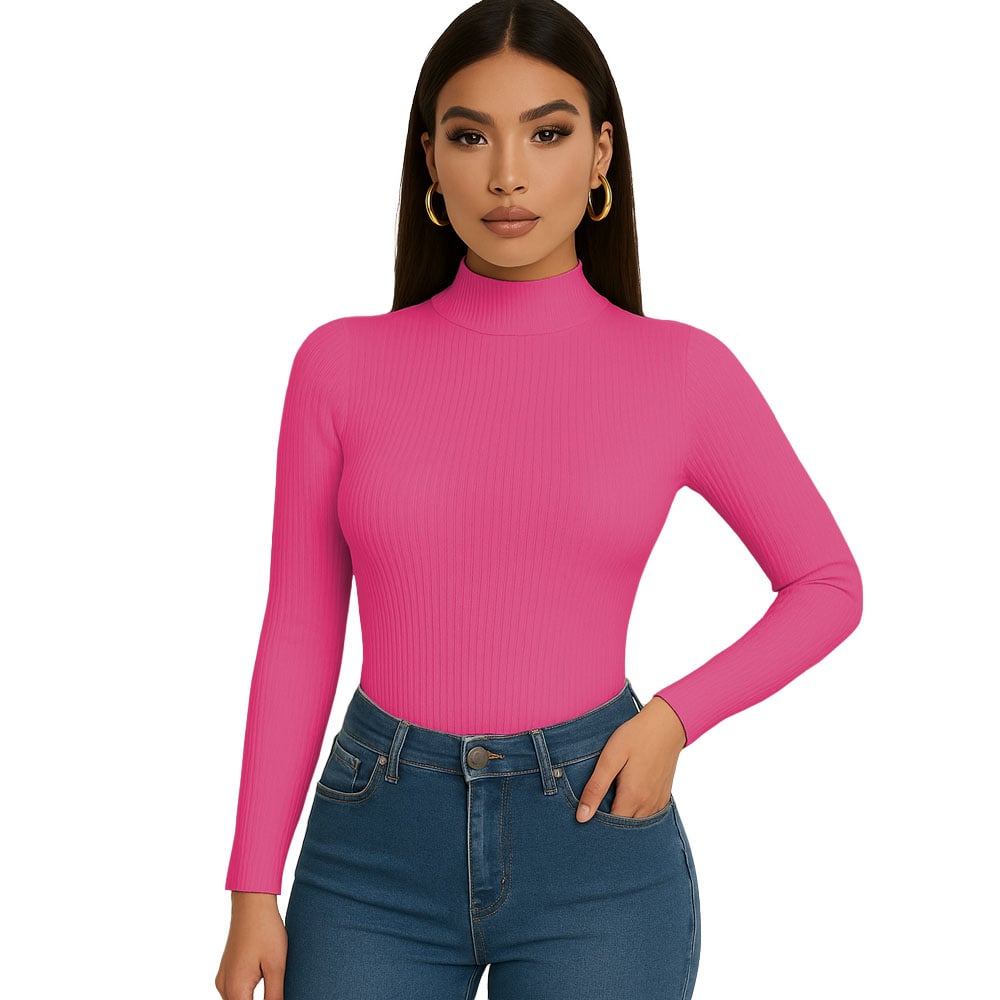 POLO MUJER CAFARENA MANGA LARGA RIB GRUESO TIC-13 COLOR SALMON - 1