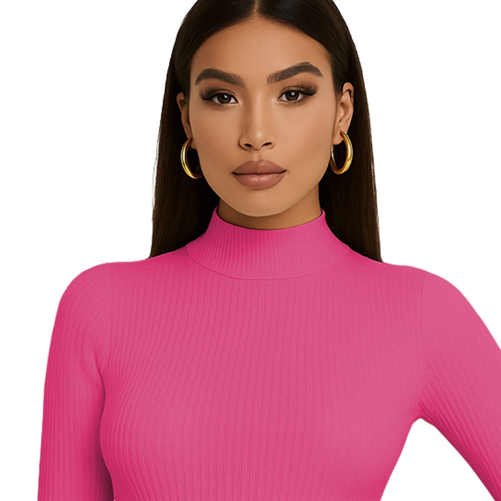POLO MUJER CAFARENA MANGA LARGA RIB GRUESO TIC-13 COLOR SALMON - 2