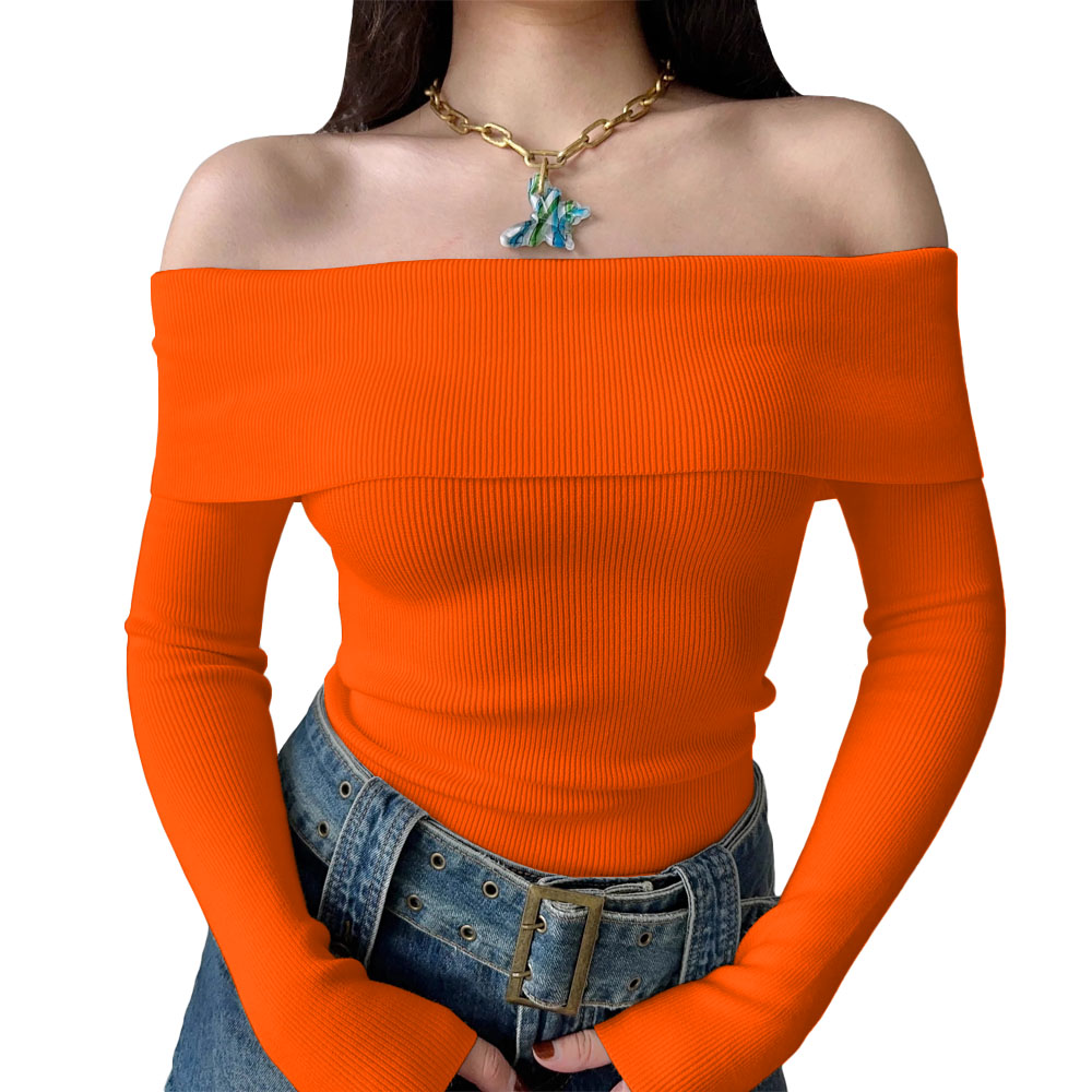 POLO MUJER RUMBERA MANGA LARGA RIB GRUESO NEW 710-16 COLOR NARANJA - 1