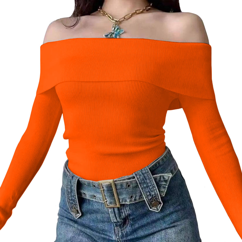 POLO MUJER RUMBERA MANGA LARGA RIB GRUESO NEW 710-16 COLOR NARANJA - 2