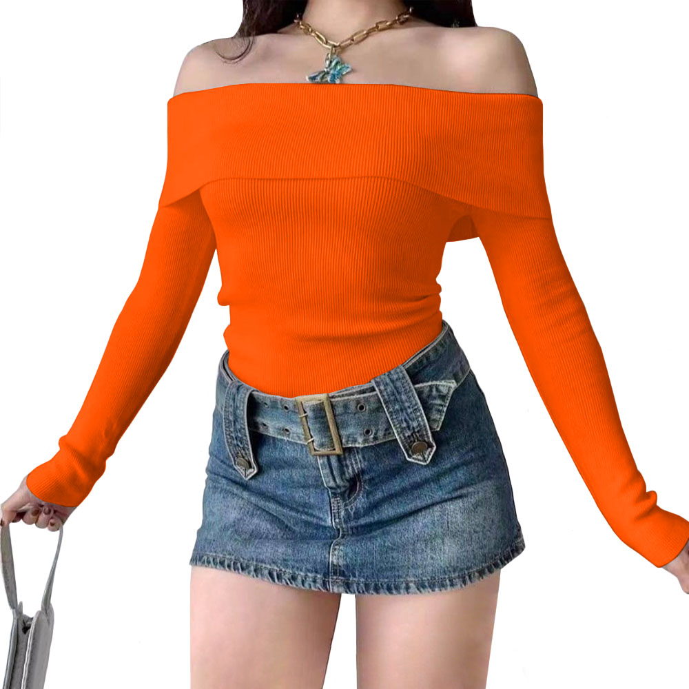 POLO MUJER RUMBERA MANGA LARGA RIB GRUESO NEW 710-16 COLOR NARANJA - 3