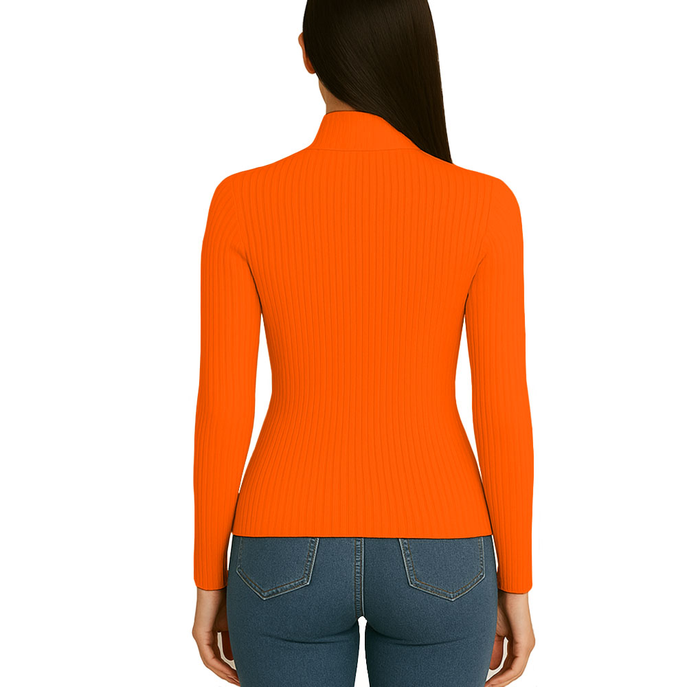 POLO MUJER CAFARENA MANGA LARGA RIB GRUESO TIC-13 COLOR NARANJA - 3