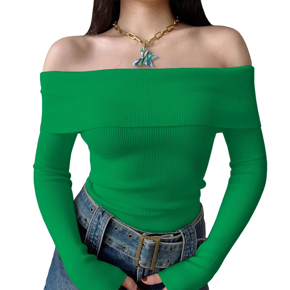 POLO MUJER RUMBERA MANGA LARGA RIB GRUESO NEW 710-16 COLOR VERDE - 1