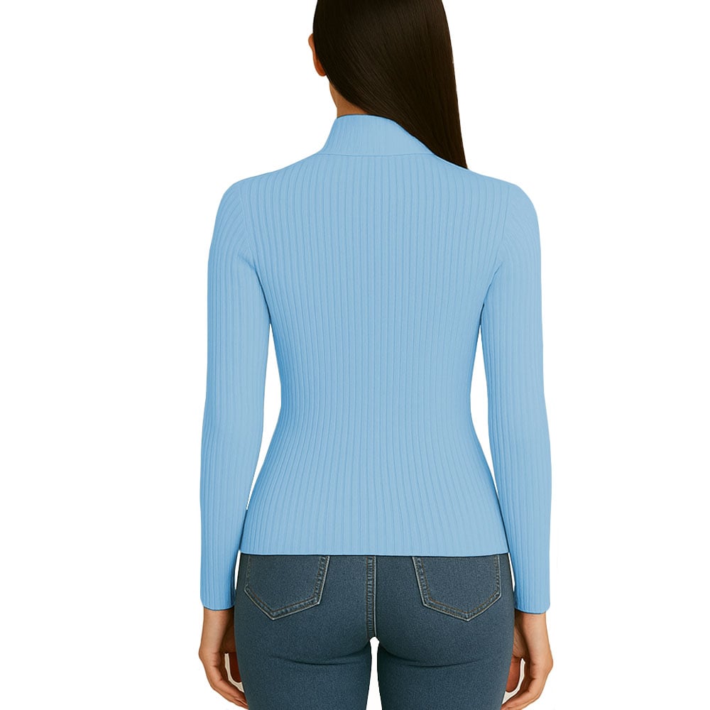 POLO MUJER CAFARENA MANGA LARGA RIB GRUESO TIC-13 COLOR OCEANO - 2