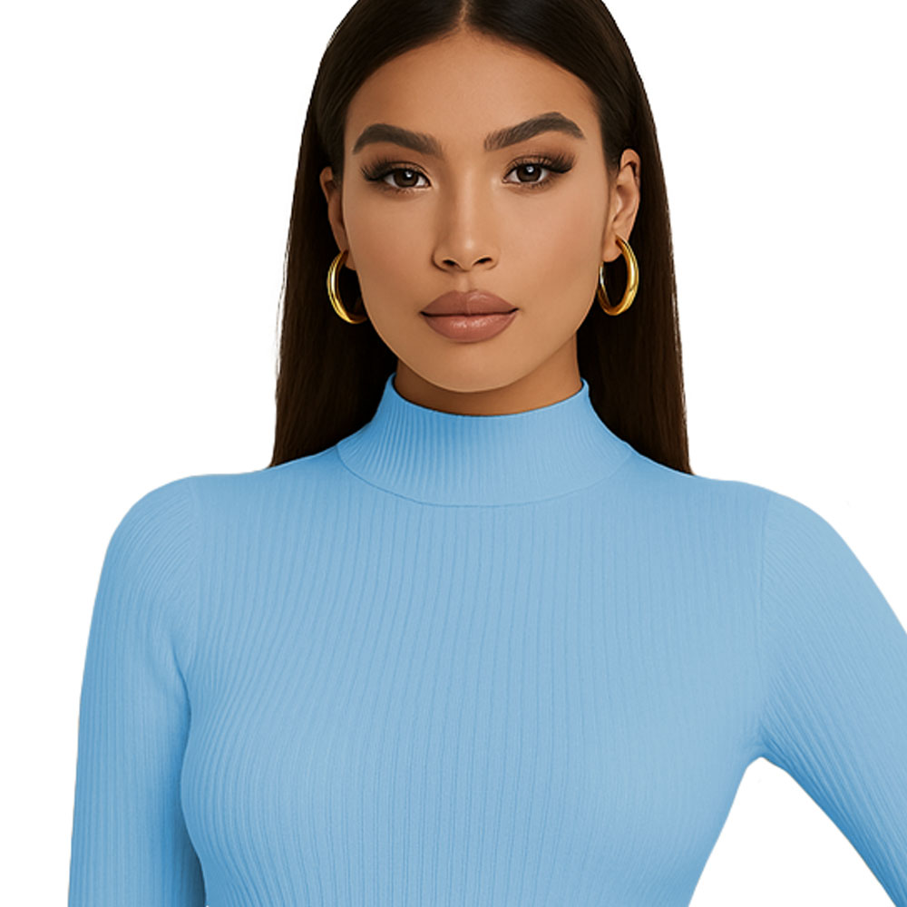 POLO MUJER CAFARENA MANGA LARGA RIB GRUESO TIC-13 COLOR OCEANO - 3