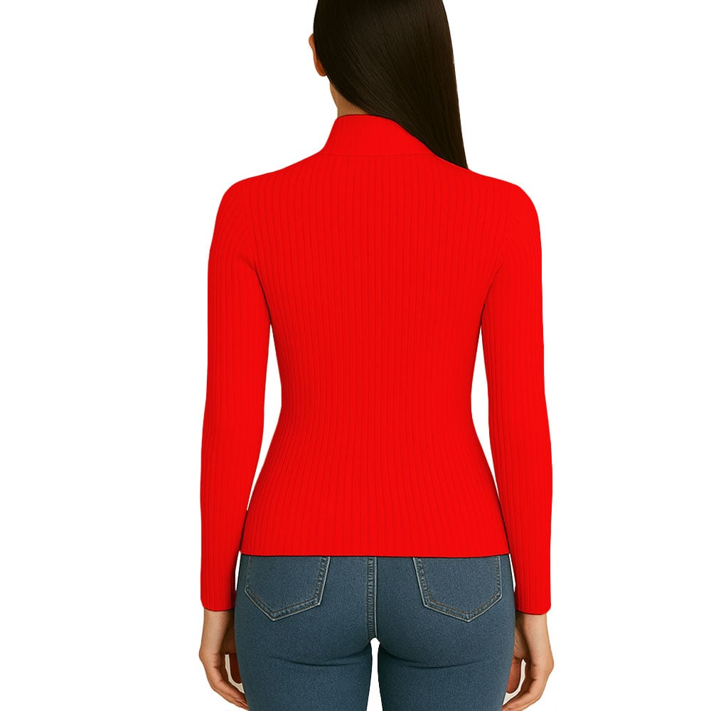 POLO MUJER CAFARENA MANGA LARGA RIB GRUESO TIC-13 COLOR ROJO - 3