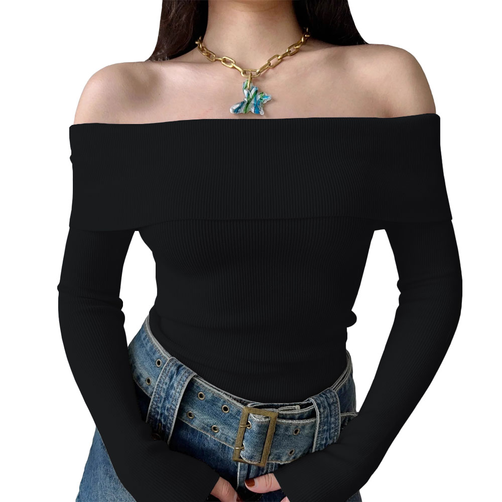 POLO MUJER RUMBERA MANGA LARGA RIB GRUESO NEW 710-16 COLOR NEGRO - 1