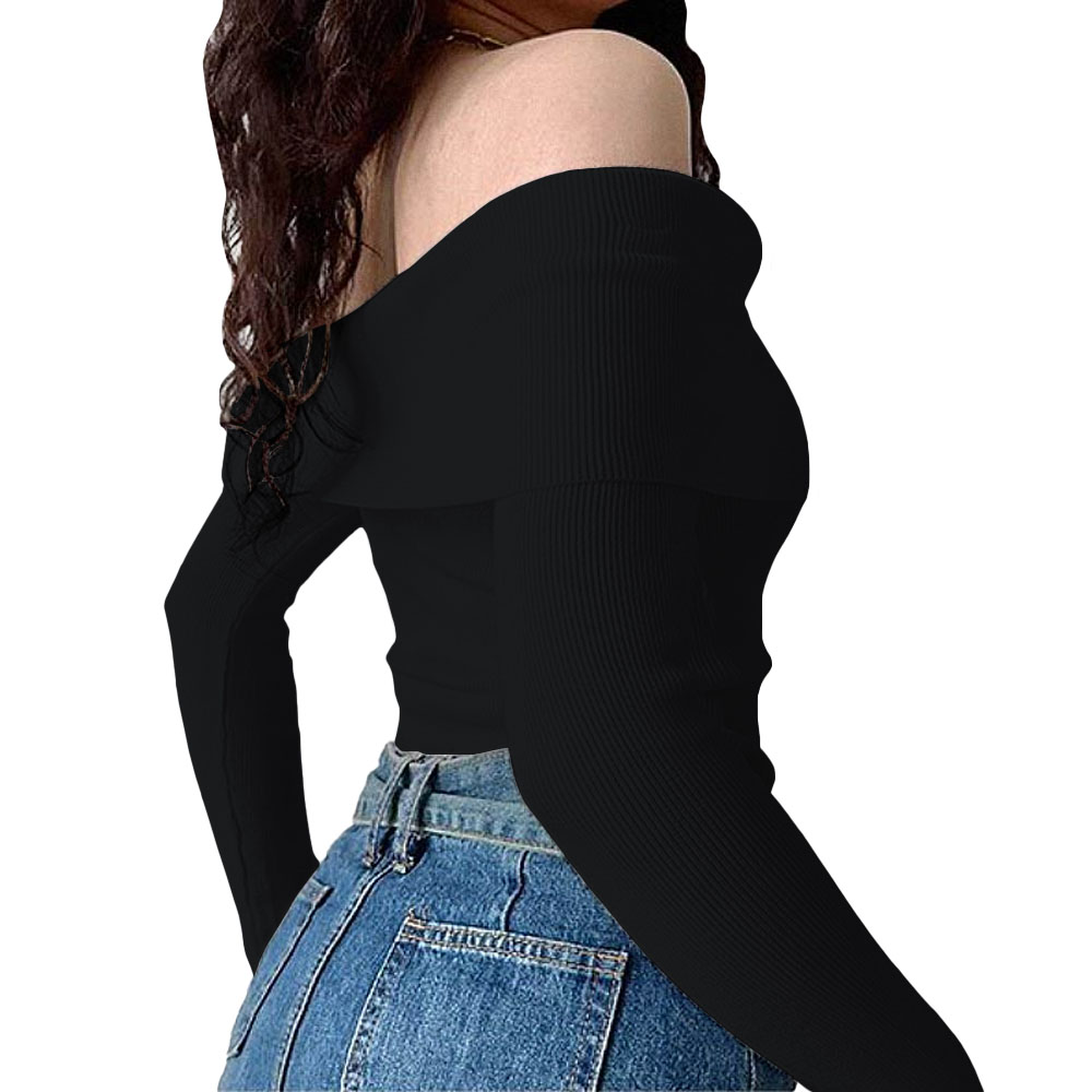 POLO MUJER RUMBERA MANGA LARGA RIB GRUESO NEW 710-16 COLOR NEGRO - 4