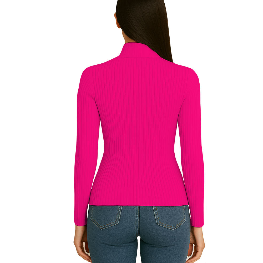 POLO MUJER CAFARENA MANGA LARGA RIB GRUESO TIC-13 COLOR FUCSIA - 3
