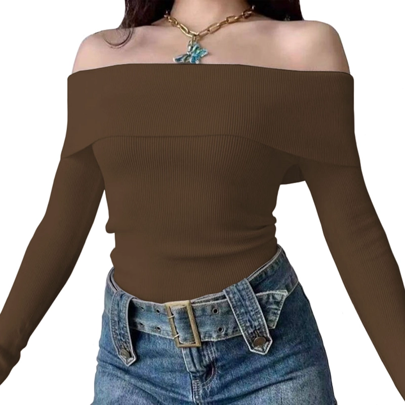 POLO MUJER RUMBERA MANGA LARGA RIB GRUESO NEW 710-16 COLOR MARRON - 2