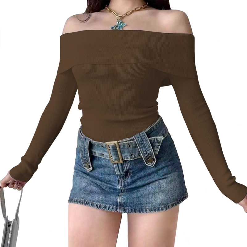 POLO MUJER RUMBERA MANGA LARGA RIB GRUESO NEW 710-16 COLOR MARRON - 3