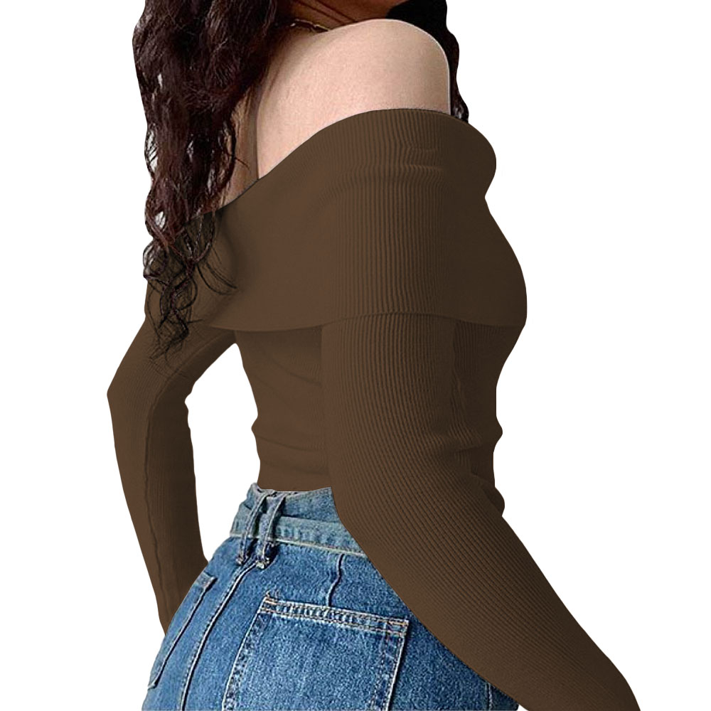 POLO MUJER RUMBERA MANGA LARGA RIB GRUESO NEW 710-16 COLOR MARRON - 4