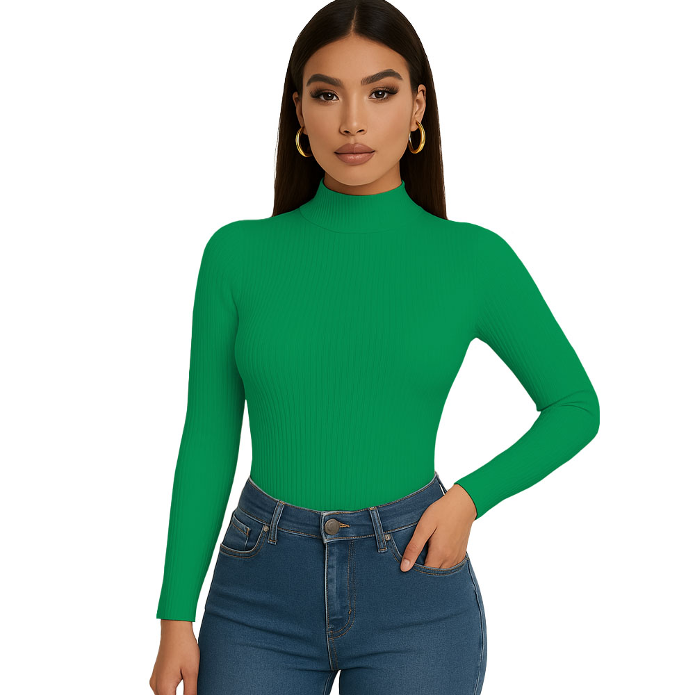 POLO MUJER CAFARENA MANGA LARGA RIB GRUESO TIC-13 COLOR VERDE - 1