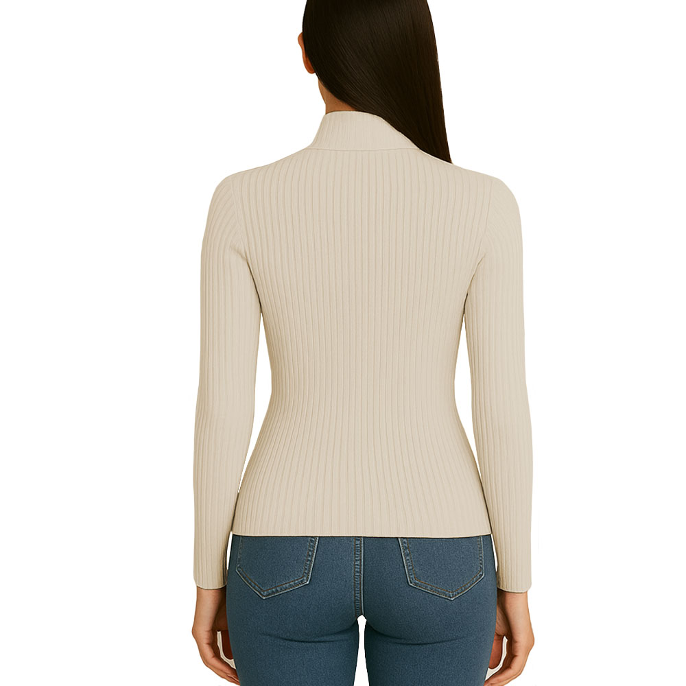 POLO MUJER CAFARENA MANGA LARGA RIB GRUESO TIC-13 COLOR HUESO - 3