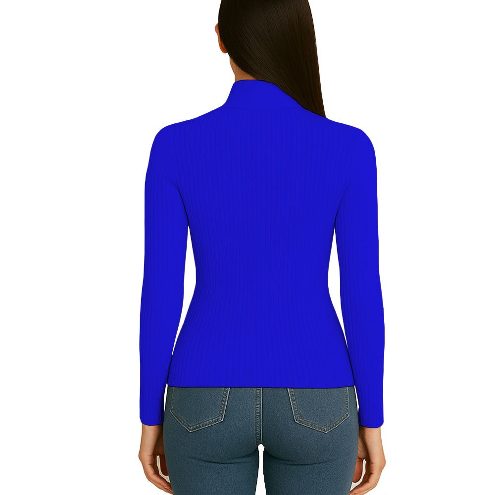POLO MUJER CAFARENA MANGA LARGA RIB GRUESO TIC-13 COLOR AZUL - 2