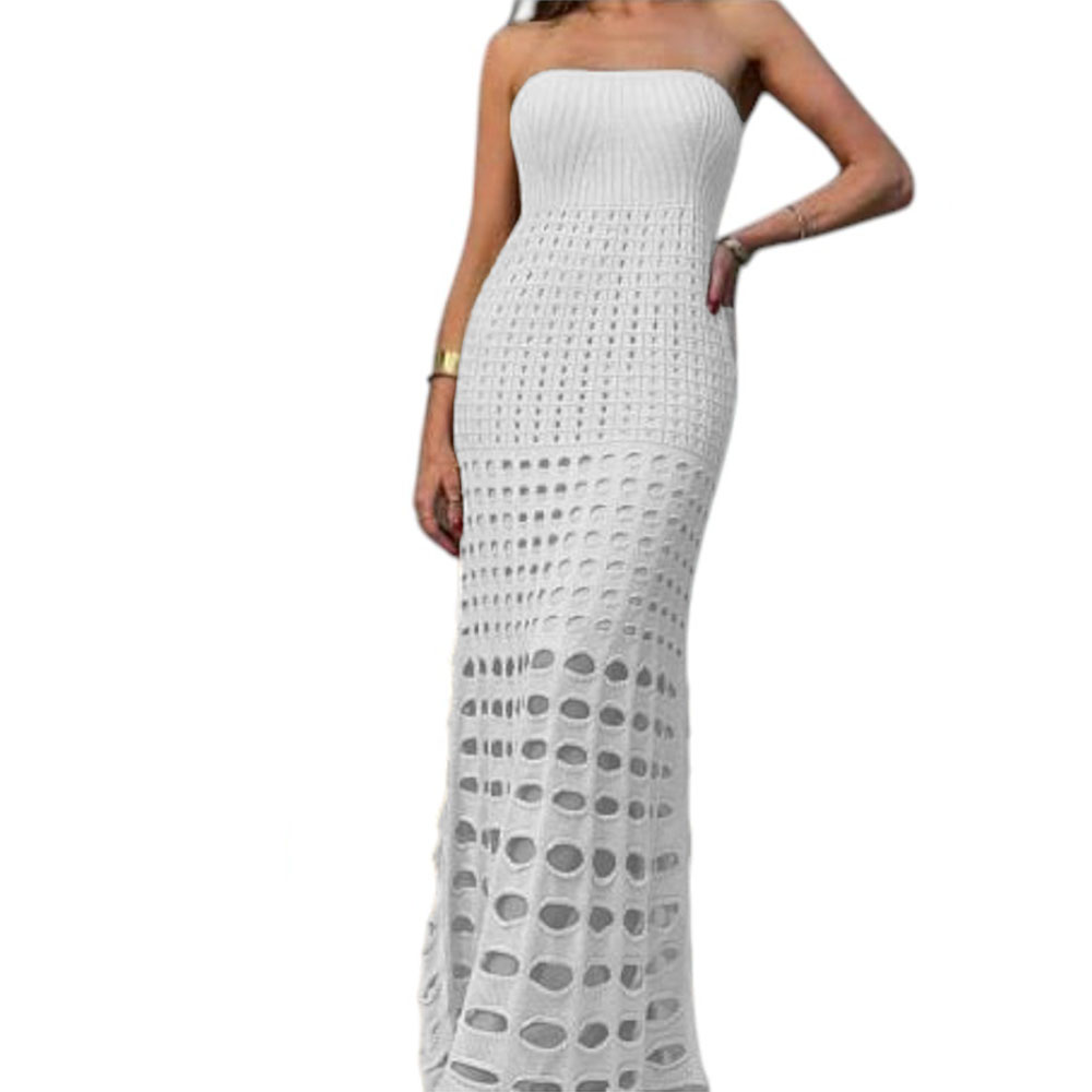 VESTIDO MUJER HILO MAXI BOMBAS G359-35 COLOR PERLA - 1