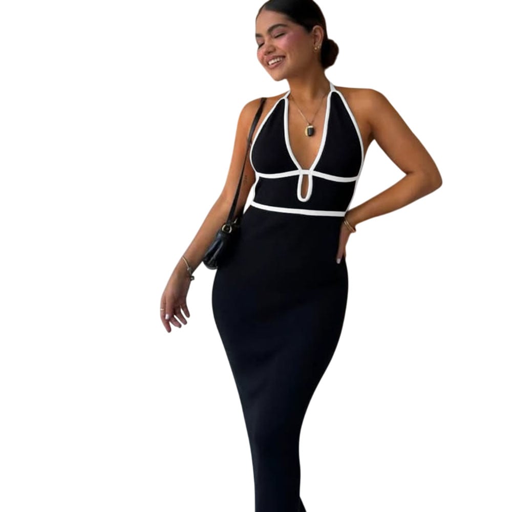 VESTIDO HILO AMERICANO ZOE PLATILLADO 468G ANE-30 COLOR NEGRO - 1