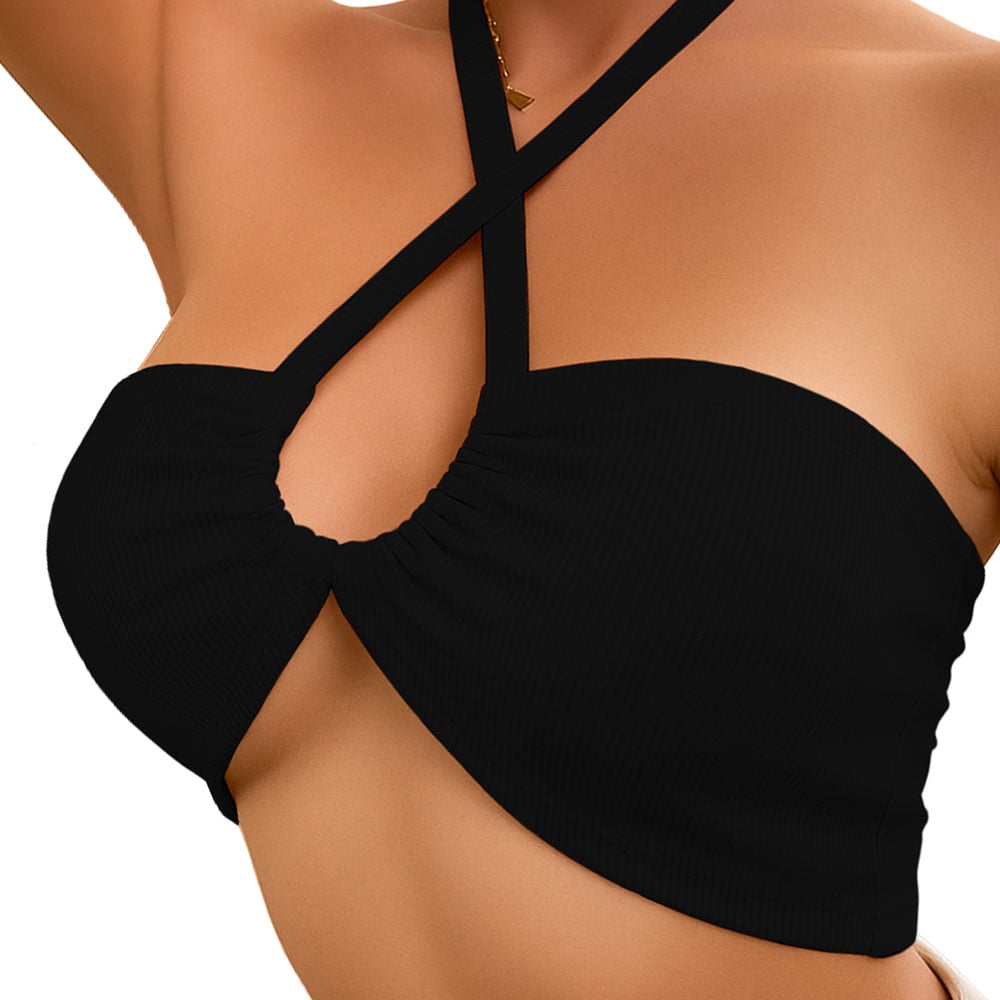 TOP MUJER BRA RIB GRUESO 604GEN ANA-07 COLOR NEGRO - 3