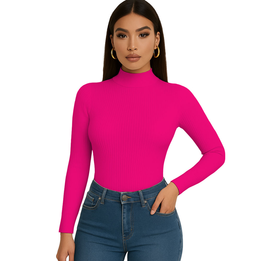 POLO CAFARENA MANGA LARGA RIB GRUESO SAB-16 COLOR FUCSIA - 1