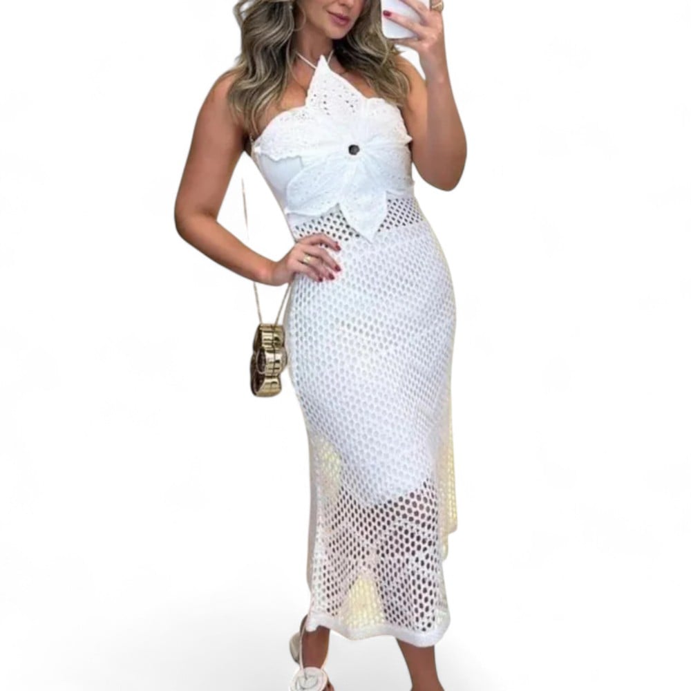 VESTIDO FLOR HILO TACTO 127G BRA-40 COLOR PERLA - 1