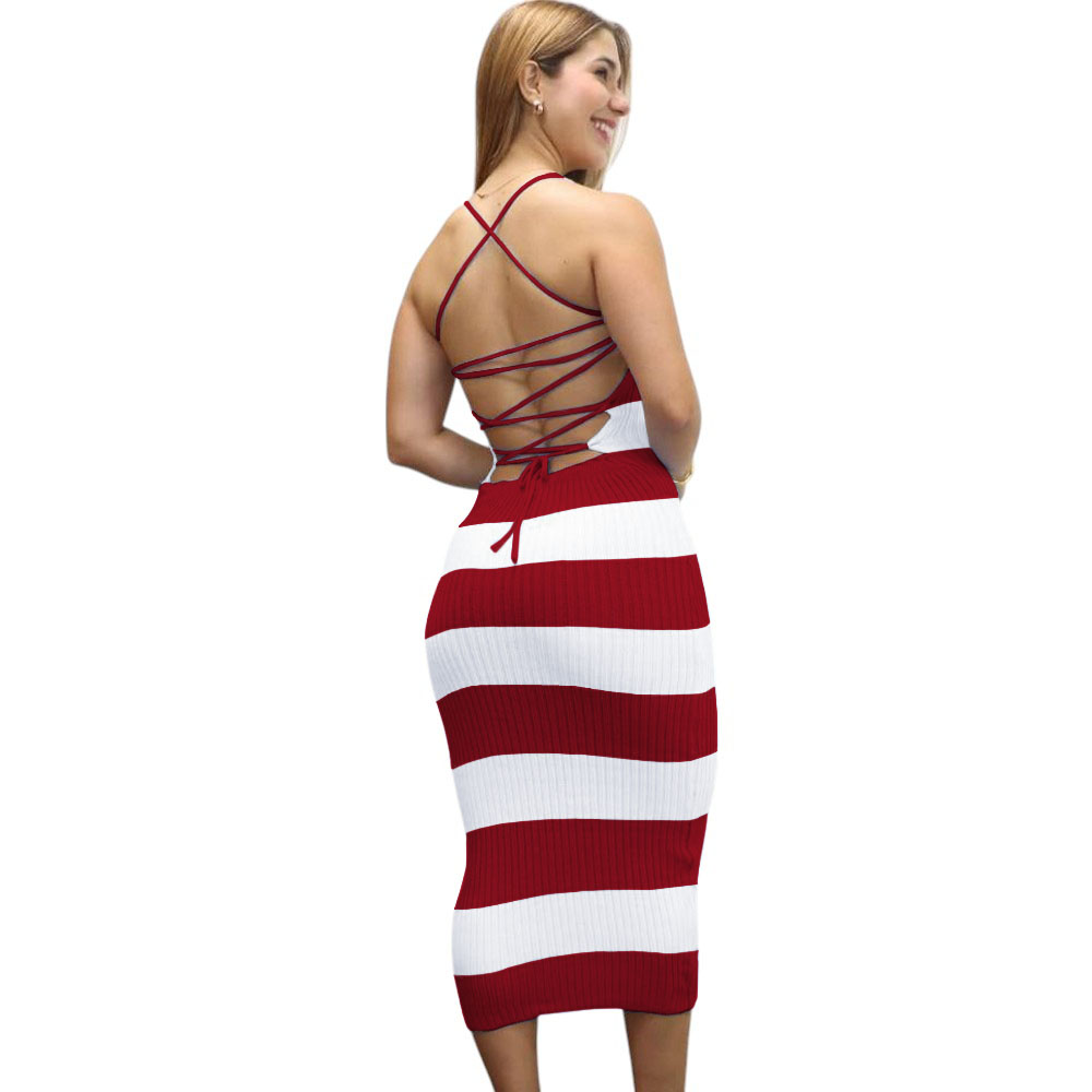 VESTIDO MUJER HILO TACTO MAXI RAYAS 359G-25 COLOR GUINDA - 2