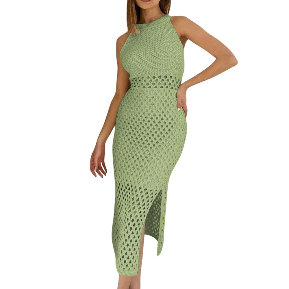 VESTIDO MINIFALDA DE TELA POR DENTRO MATERIAL HILO TACTO 247 MILL-28 COLOR VERDE - 1
