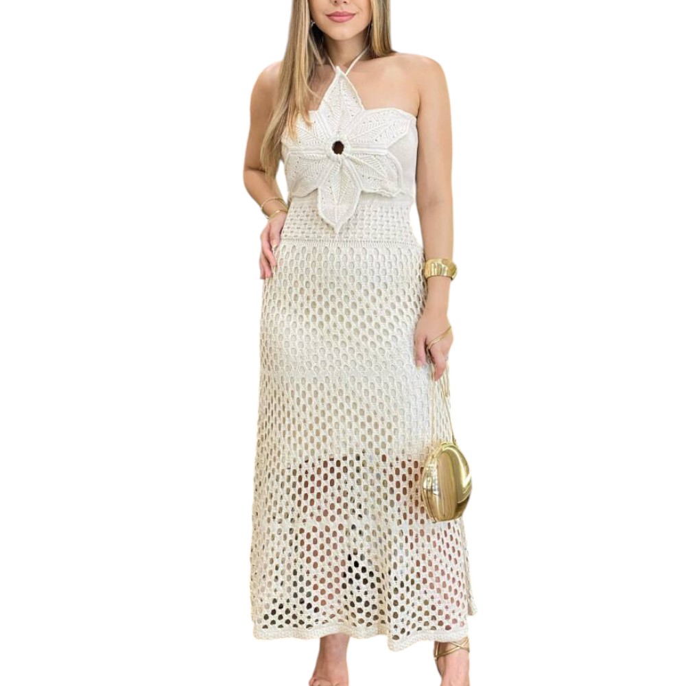 VESTIDO FLOR HILO TACTO 127G BRA-40 COLOR HUESO - 1