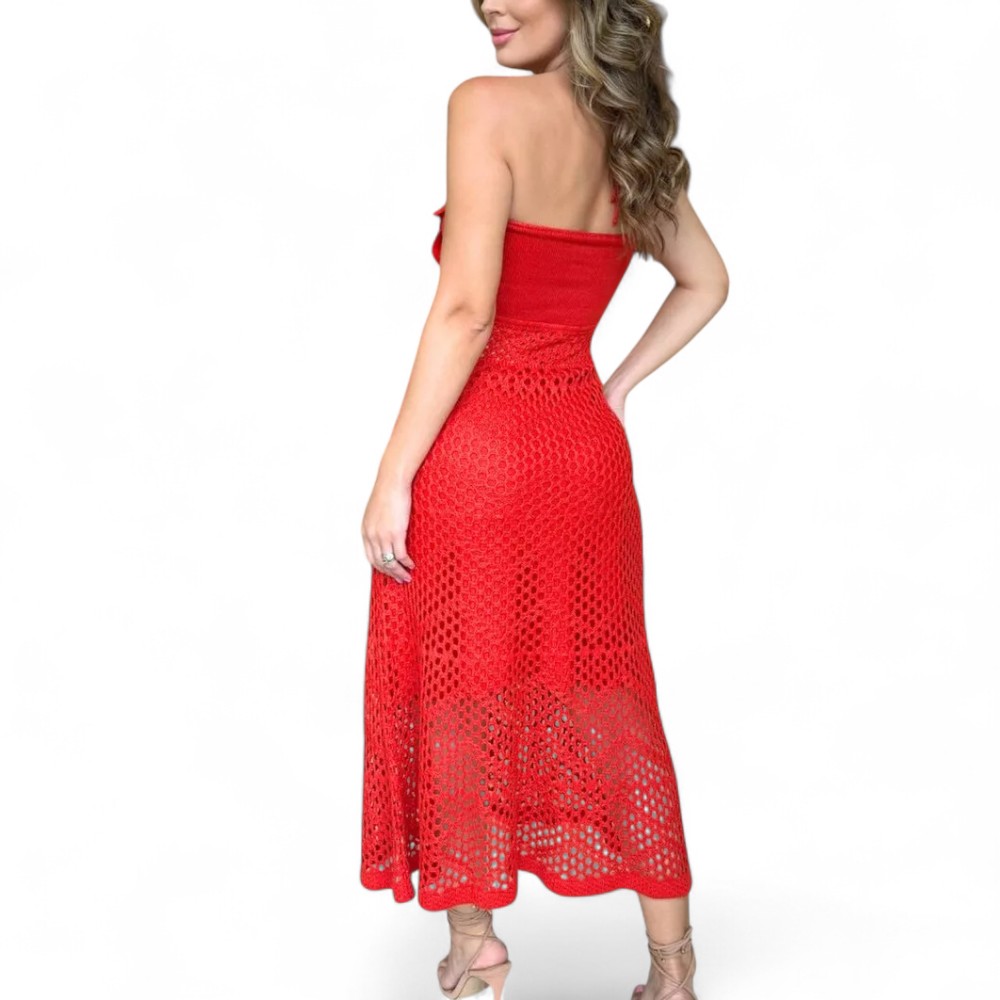 VESTIDO FLOR HILO TACTO 127G BRA-40 COLOR ROJO - 2