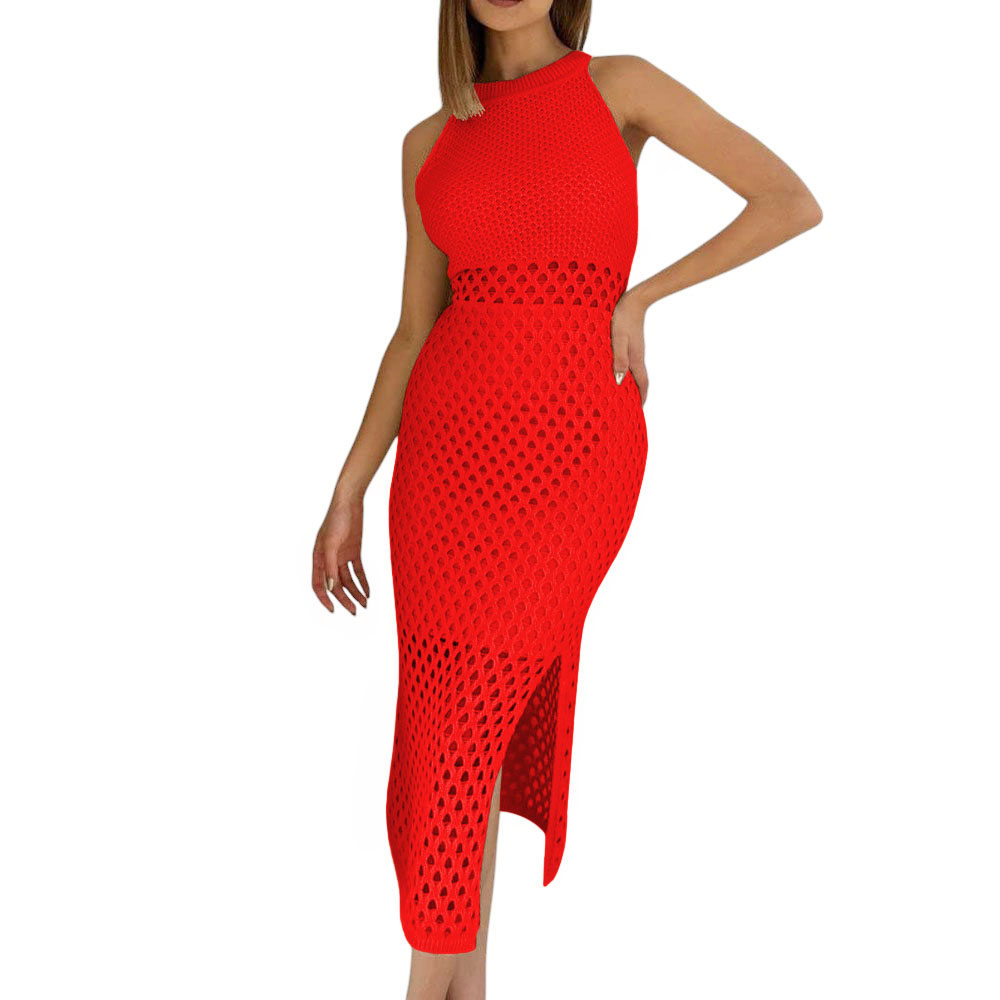 VESTIDO MINIFALDA DE TELA POR DENTRO MATERIAL HILO TACTO 247 MILL-28 COLOR ROJO - 1