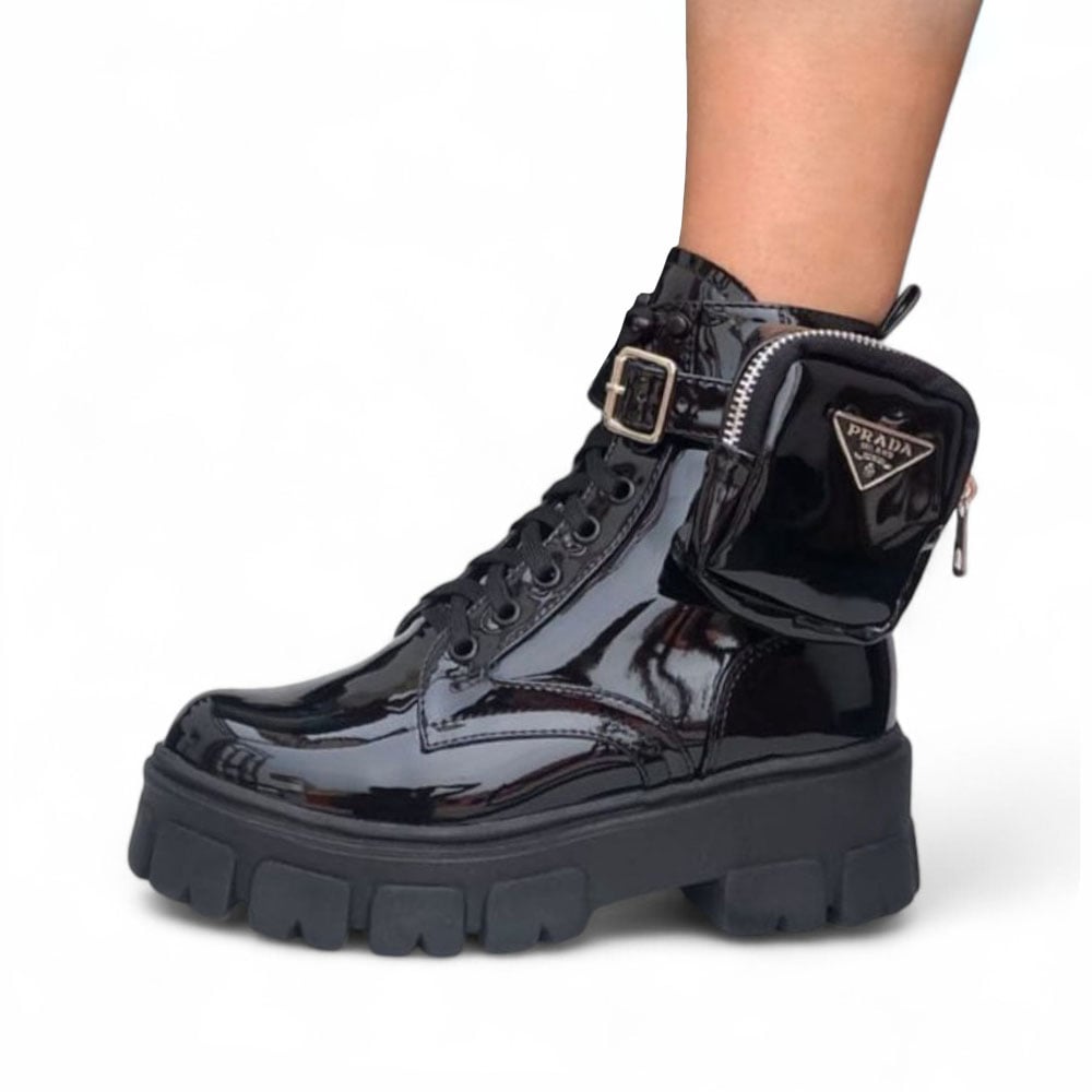 BOTIN MUJER ROCK GAMUZA Y CHAROL 1022L-73 COLOR NEGRO - 1