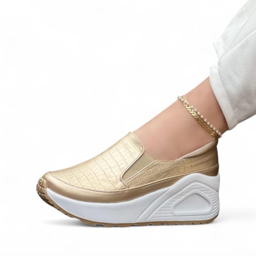 MOCASIN MUJER PLANTA DE GOMA 1022L-55 COLOR DORADO - 1