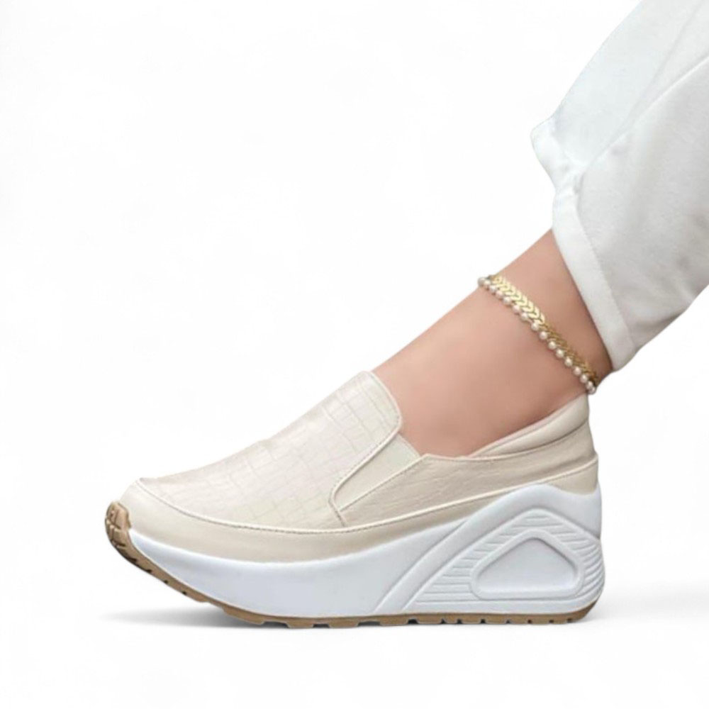 MOCASIN MUJER PLANTA DE GOMA 1022L-55 COLOR HUESO - 1