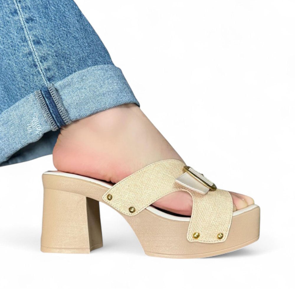 SANDALIA MUJER PLANTA PU 1022L-60 COLOR HUESO - 1
