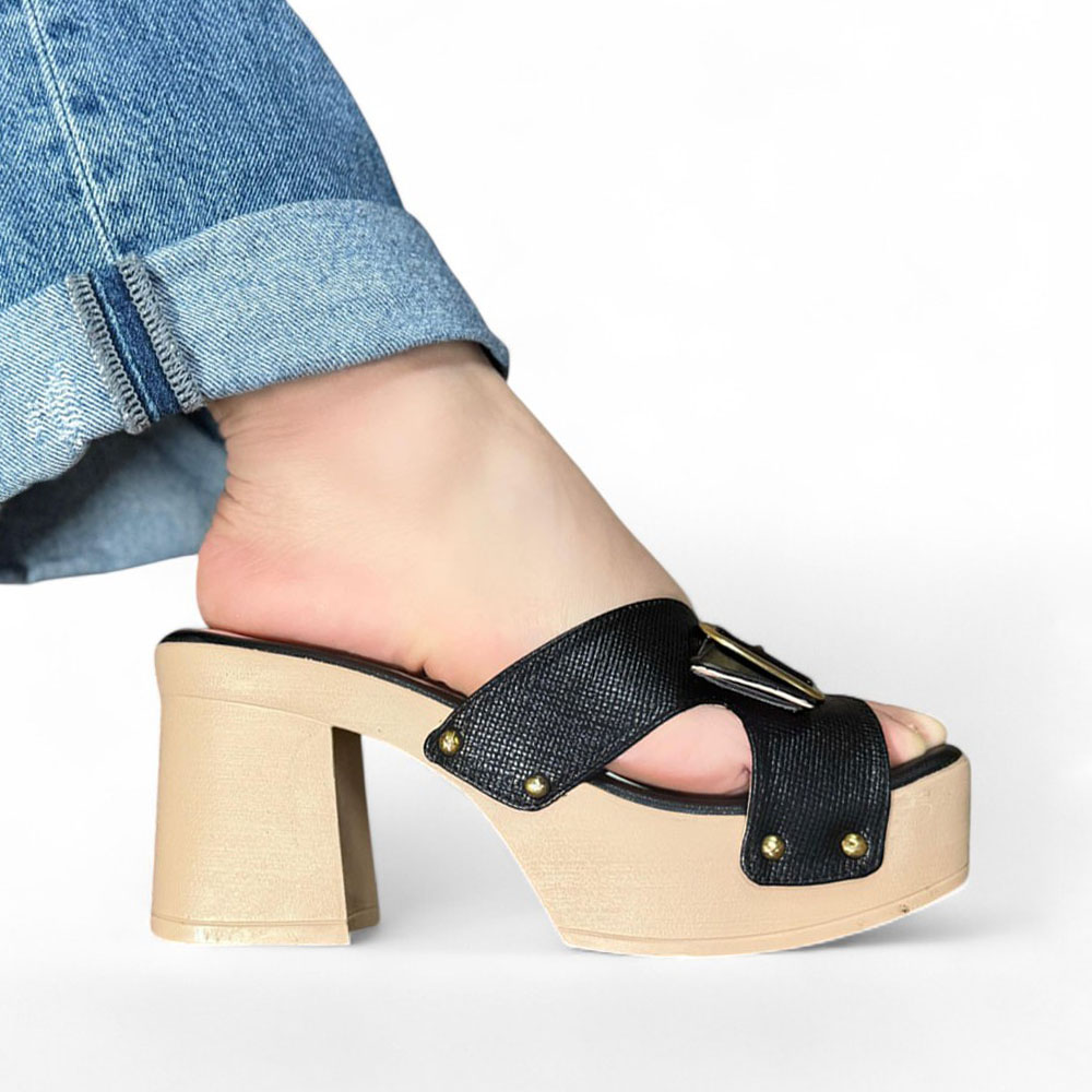 SANDALIA MUJER PLANTA PU 1022L-60 COLOR NEGRO - 1