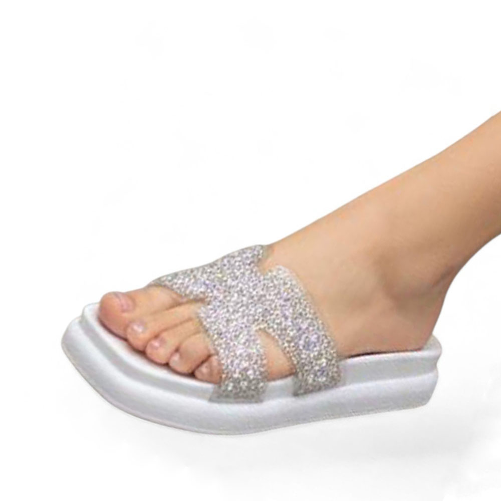 SANDALIA MUJER ESCARCHA PLATAFORMA 3 1022L-53 COLOR BLANCO - 1