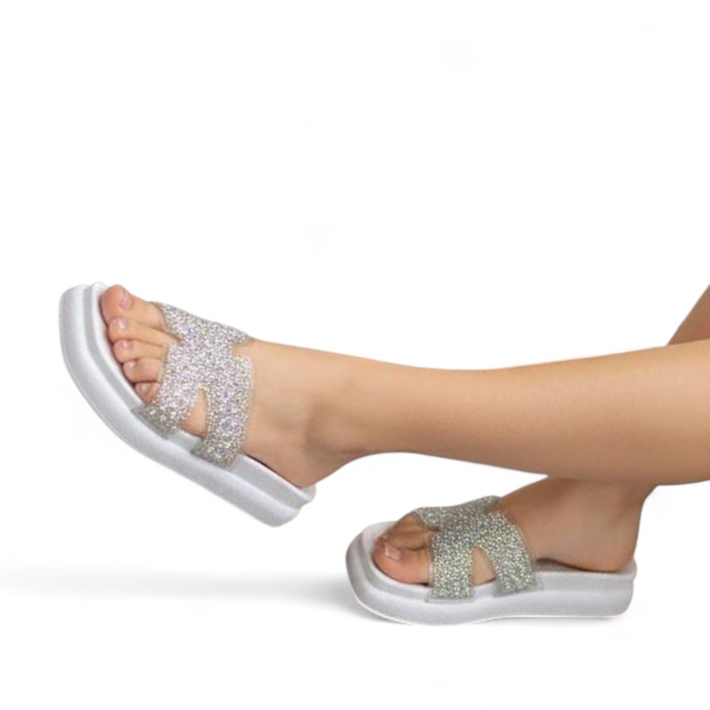 SANDALIA MUJER ESCARCHA PLATAFORMA 3 1022L-53 COLOR BLANCO - 2