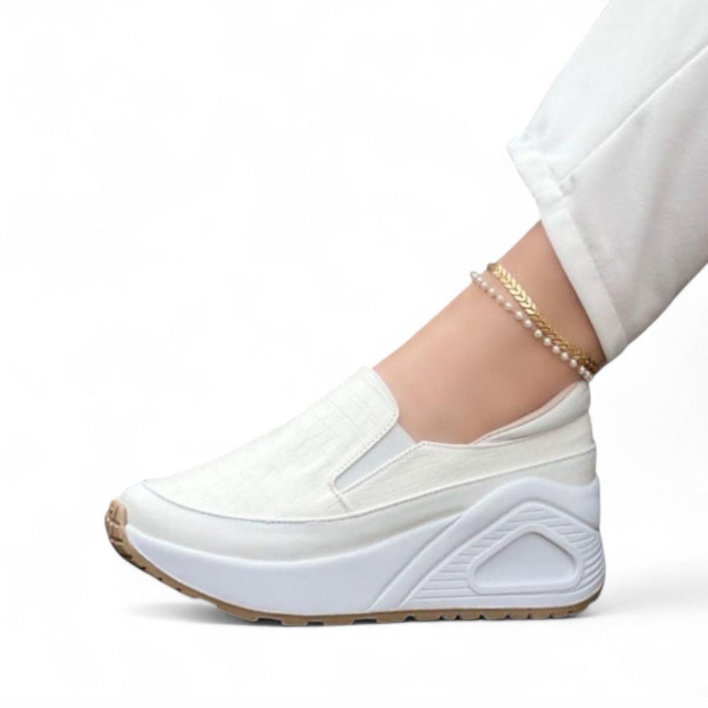 MOCASIN MUJER PLANTA DE GOMA 1022L-55 COLOR BLANCO - 1