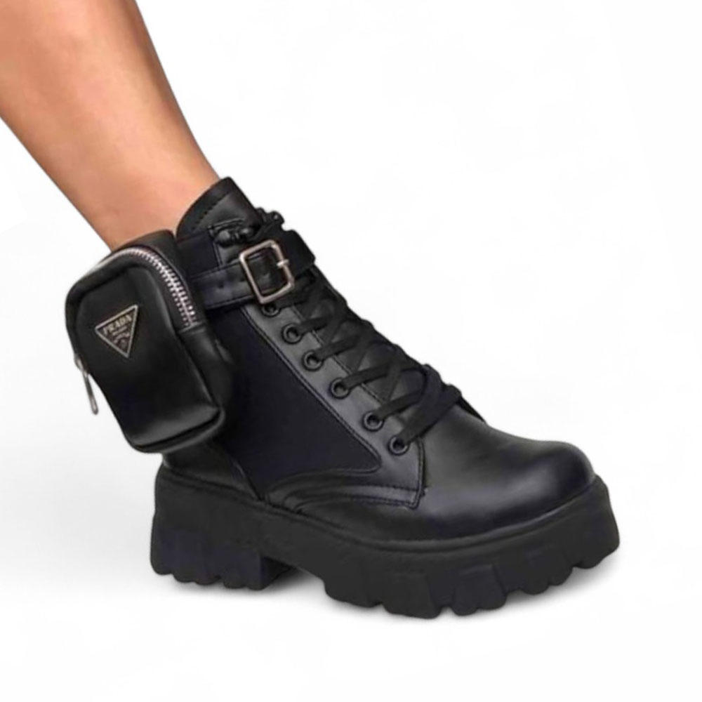 BOTIN MUJER ROCK GAMUZA Y BIOCUERO 1022L-73 COLOR NEGRO - 1