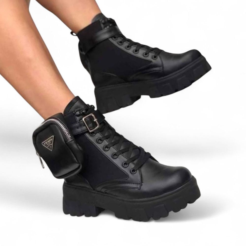 BOTIN MUJER ROCK GAMUZA Y BIOCUERO 1022L-73 COLOR NEGRO - 3