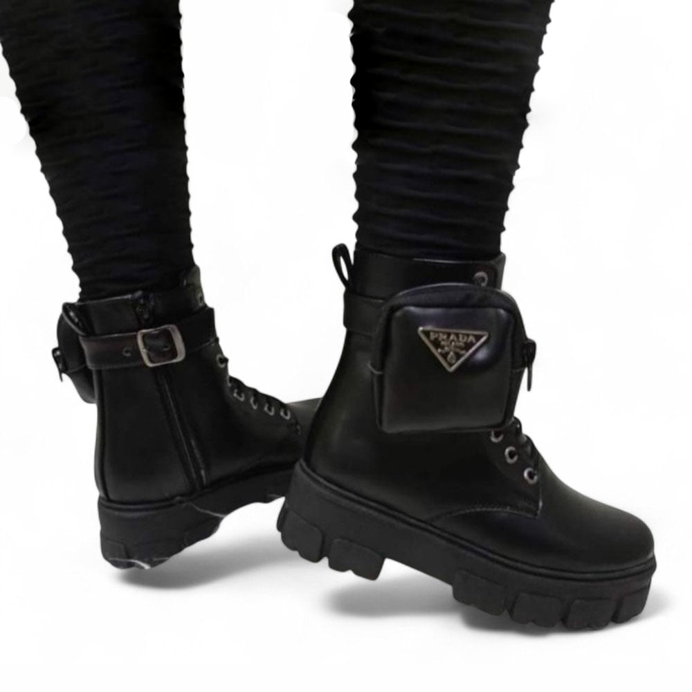 BOTIN MUJER ROCK GAMUZA Y BIOCUERO 1022L-73 COLOR NEGRO - 4