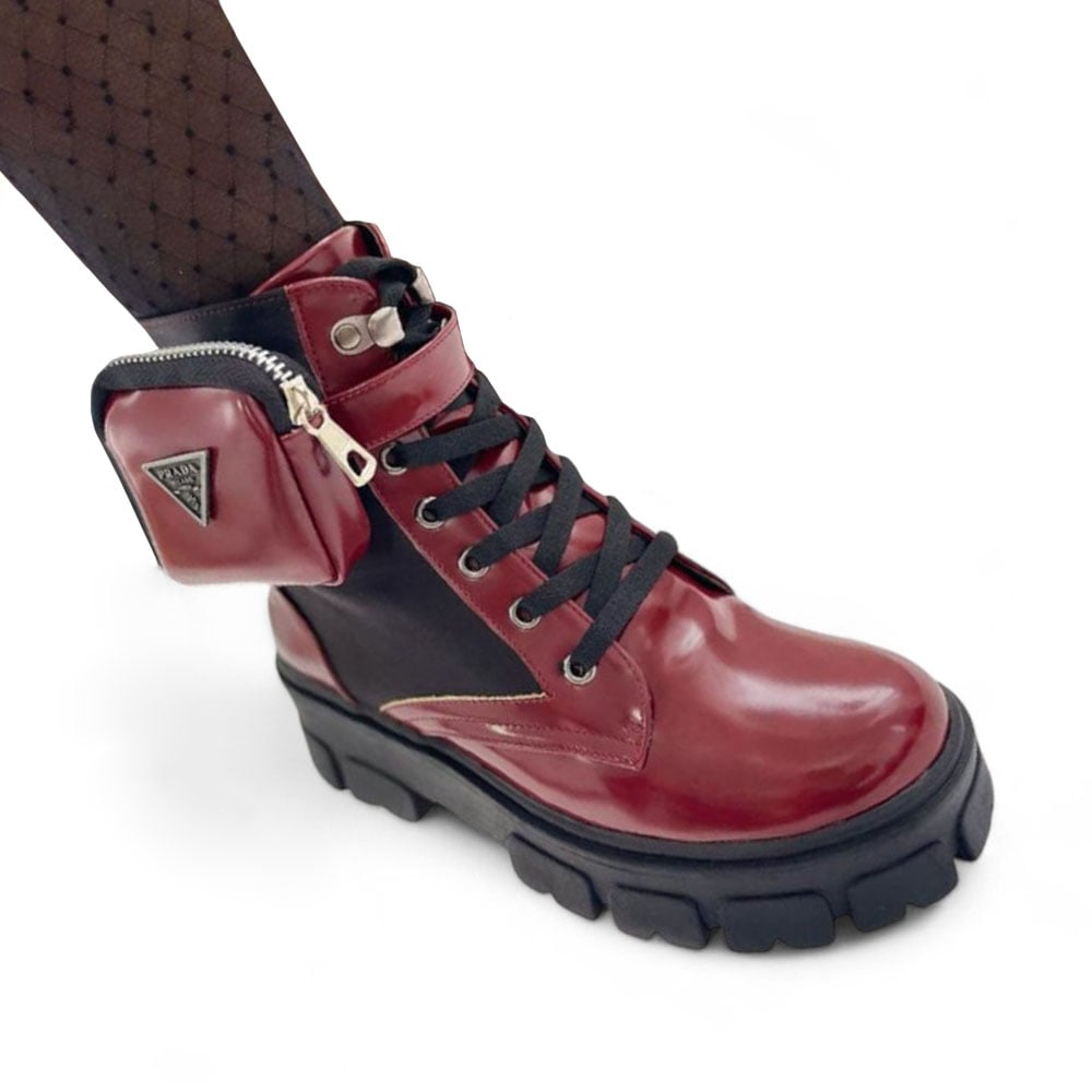 BOTIN MUJER ROCK GAMUZA Y CHAROL 1022L-73 COLOR GUINDA - 1